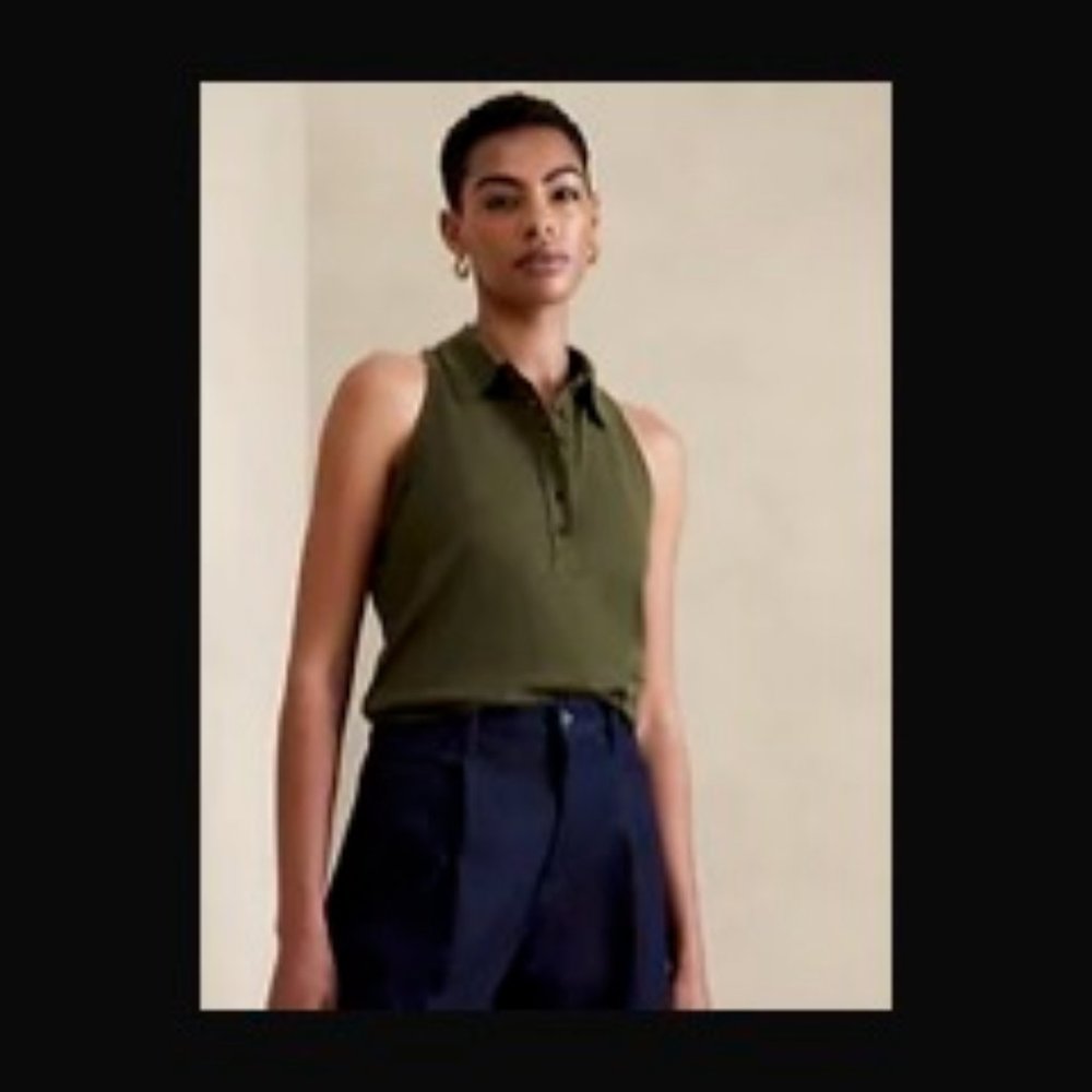 Banana Republic Slub Ribbed Polo Tank